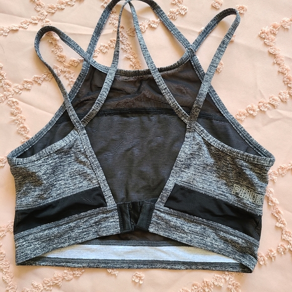 Victoria Seceret PINK Gray Mesh Sports Bra sz S - Picture 2 of 3